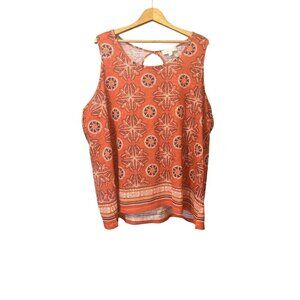 Womens Weekend by Suzanne Betro Sleeveless Keyhole Back Top Tunic 4X Orange NWOT